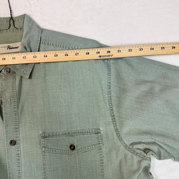 Vintage Penmans Men's L Polo Dress Shirt Light Green Button Up Short Sleeve - Picture 10 of 12
